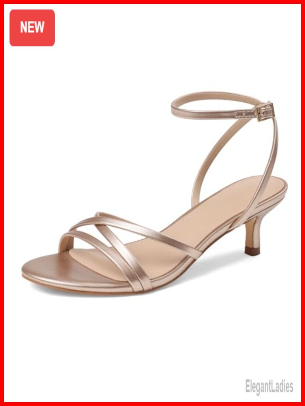 Strappy Kitten Heel Sandals Faux Leather Open Toe Ankle Strap Dressy